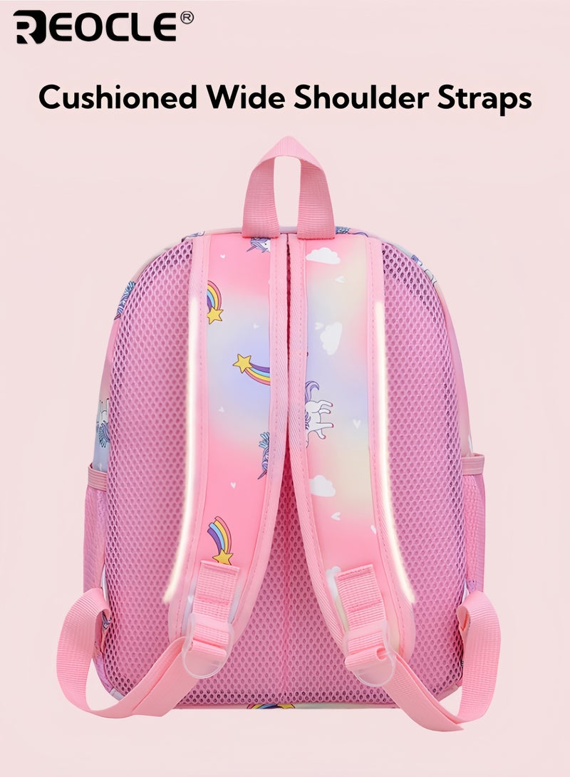 REOCLE Girl’s Kindergarten Schoolbag Princess Style Unicorn Design Cartoon Bag Large Capacity Adjustable Strips Youngsters's Outdoor Backpack Shoulder Bag - Image 4